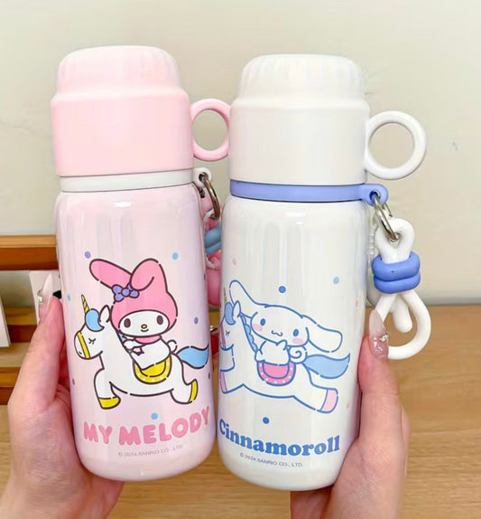 1pc Sanrio Series Insulated Cup 460ML Cute Outdoor Travel Portable Water Bottle for Office Drinking Cup Dual-Use Cup with Handle And