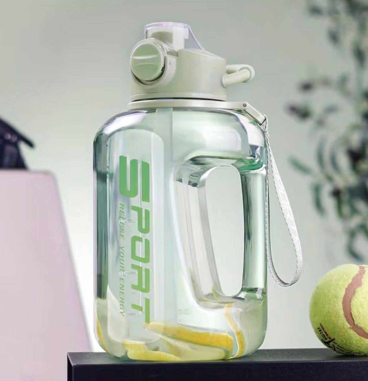 1700ml Portable Water with Straw for Fitness and Sports | Large Capacity, Grade, Ideal for Camping and Travel, Plastic, Matte End