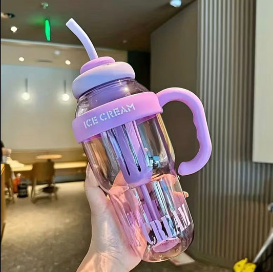 Large Capacity Plastic Water Cup with Handle And Straw, Portable Sports Water Bottle, Tea Cup, Suitable for Cars, Students, And Outdoor Use in 10 Different Scenarios for Holidays