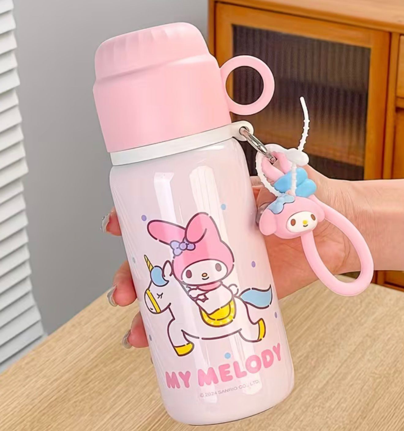 1pc Sanrio Series Insulated Cup 460ML Cute Outdoor Travel Portable Water Bottle for Office Drinking Cup Dual-Use Cup with Handle And