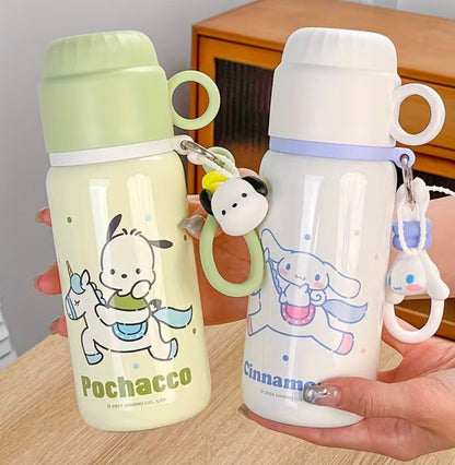 1pc Sanrio Series Insulated Cup 460ML Cute Outdoor Travel Portable Water Bottle for Office Drinking Cup Dual-Use Cup with Handle And