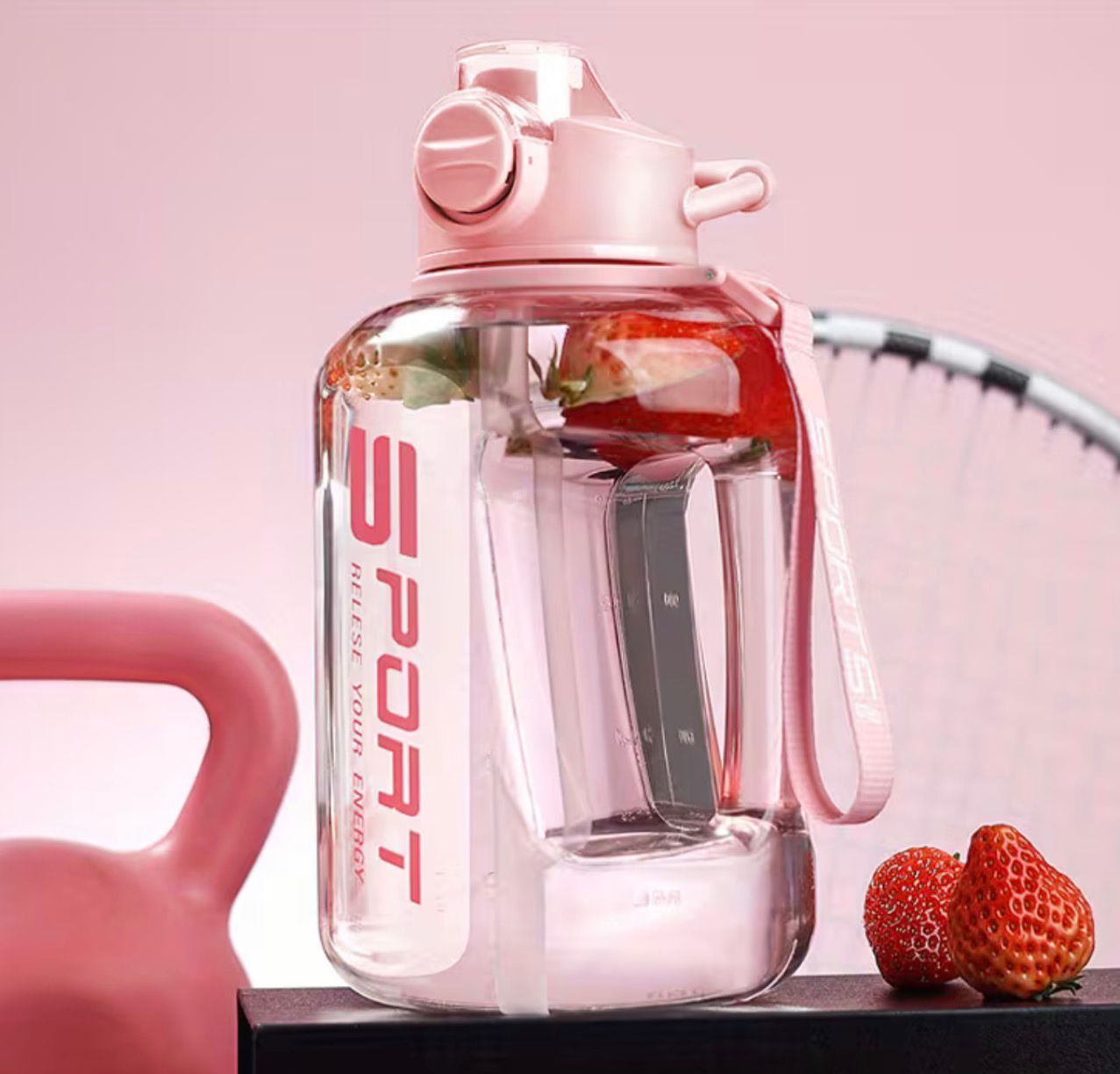 1700ml Portable Water with Straw for Fitness and Sports | Large Capacity, Grade, Ideal for Camping and Travel, Plastic, Matte End